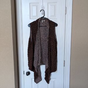 Cato Brown Leopard Print Sleeveless Drape Vest
